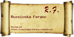 Ruzsicska Ferenc névjegykártya